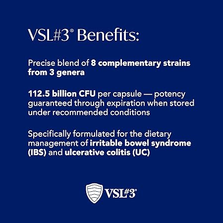 VSL #3® Probiotics for Digestive Health, IBS & UC Symptoms - 112.5B CFUs,Medical Food for Gut Health Support in Men & Women, 60 Capsules