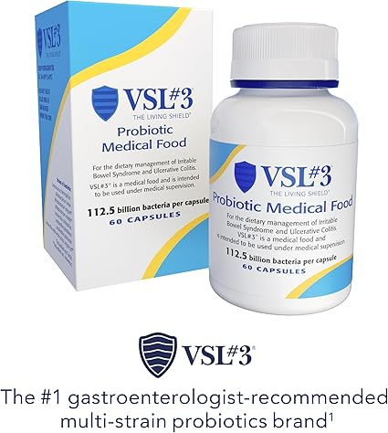 VSL #3® Probiotics for Digestive Health, IBS & UC Symptoms - 112.5B CFUs,Medical Food for Gut Health Support in Men & Women, 60 Capsules