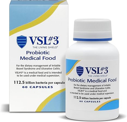VSL #3® Probiotics for Digestive Health, IBS & UC Symptoms - 112.5B CFUs,Medical Food for Gut Health Support in Men & Women, 60 Capsules